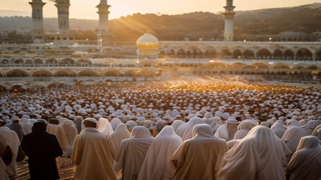 Ilustrasi perbandingan umrah dan haji, menyoroti perbedaan tujuan, durasi, dan tata cara ibadah.