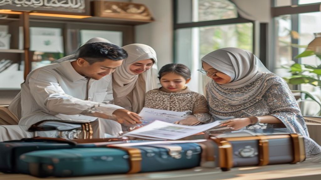 Estimasi biaya umroh lengkap untuk empat orang termasuk tiket, visa, akomodasi, dan transportasi.
